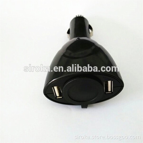 black color cigarette lighter 12v usb car charger with twin socket